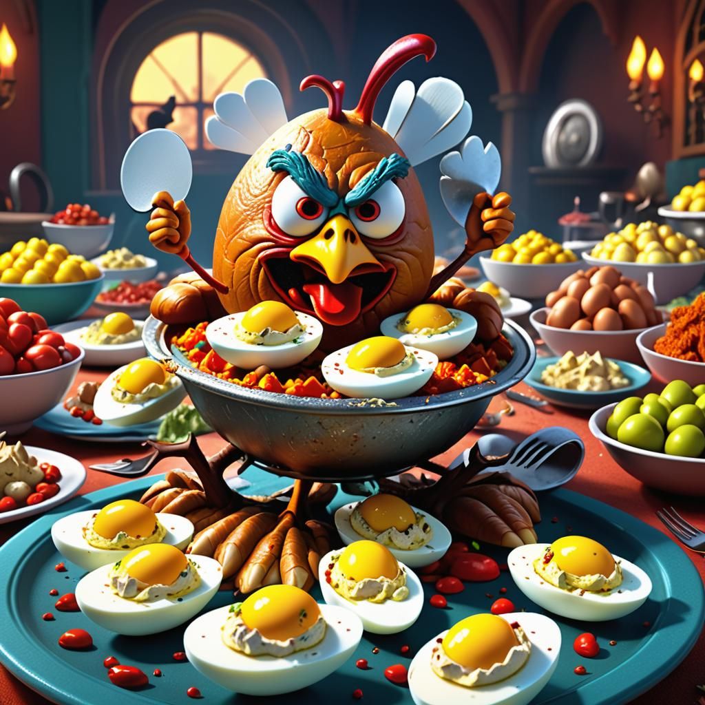 Thanksgiving Dinner: Angry Deviled Eggs, Splash Art