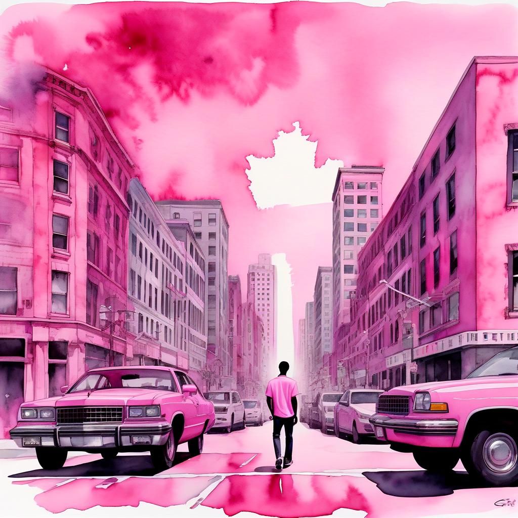 Pink Watercolor Fallen Angel in Lisa Frank Style