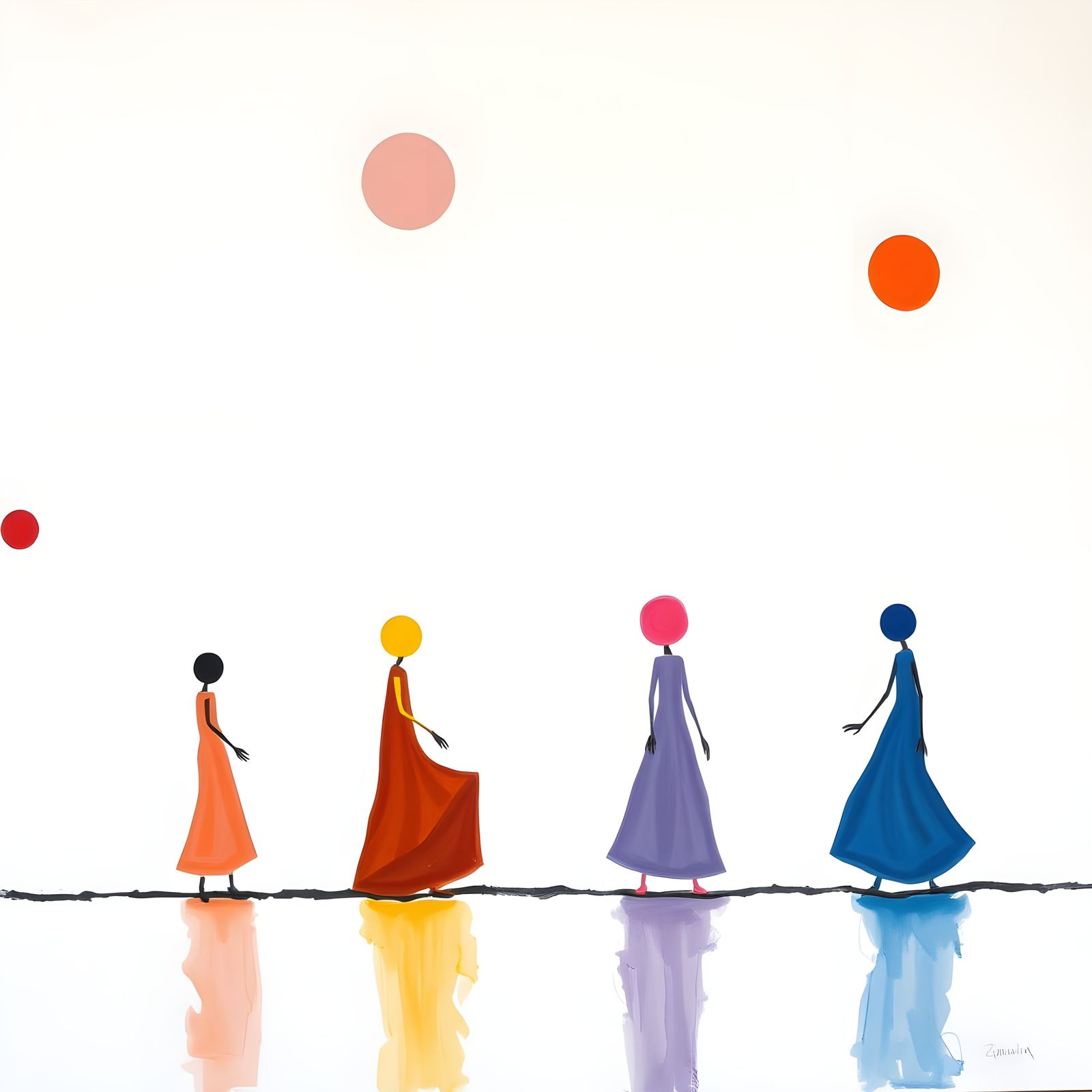 Abstract Impasto Painting with Colorful Shapes