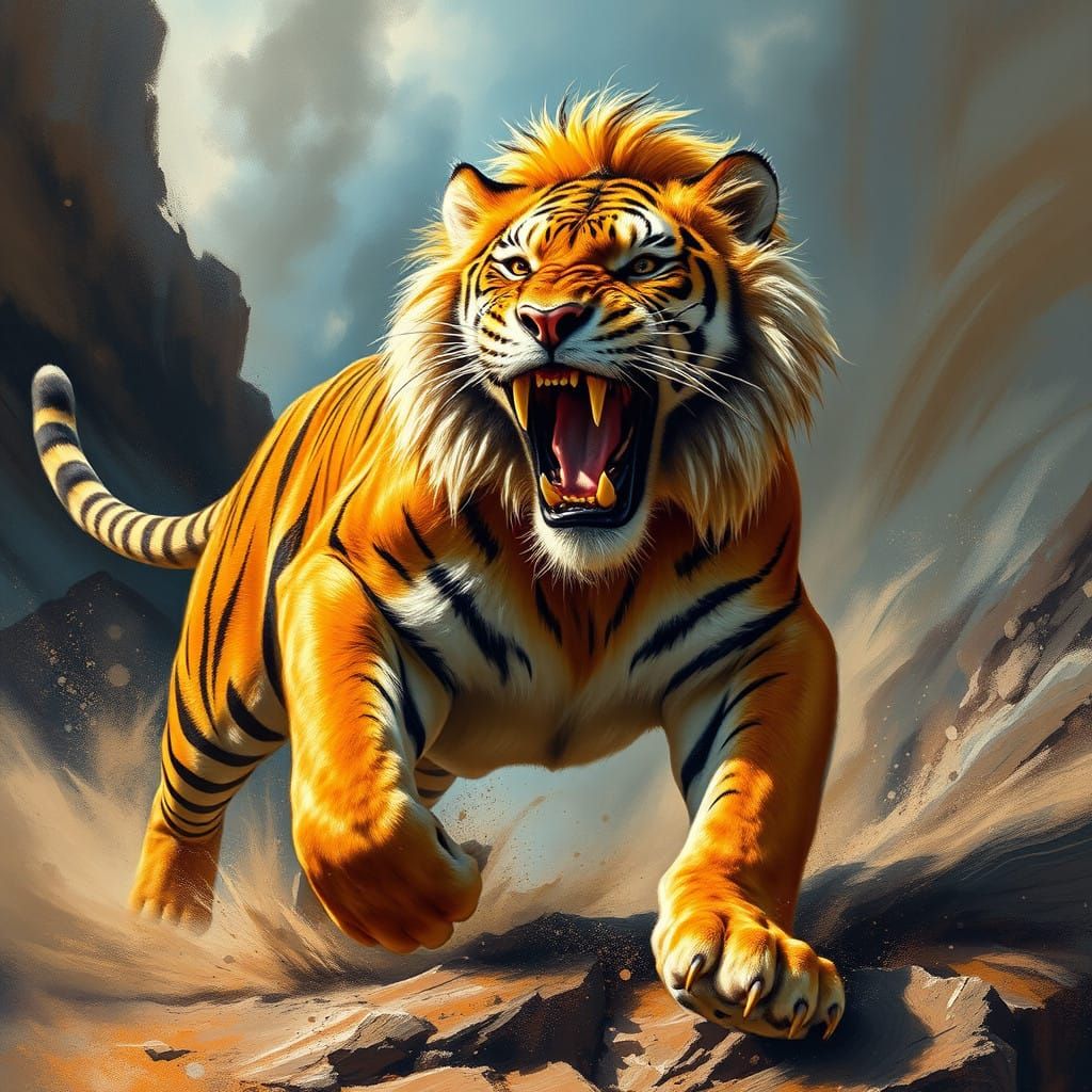 Majestic Liger in Dynamic Action