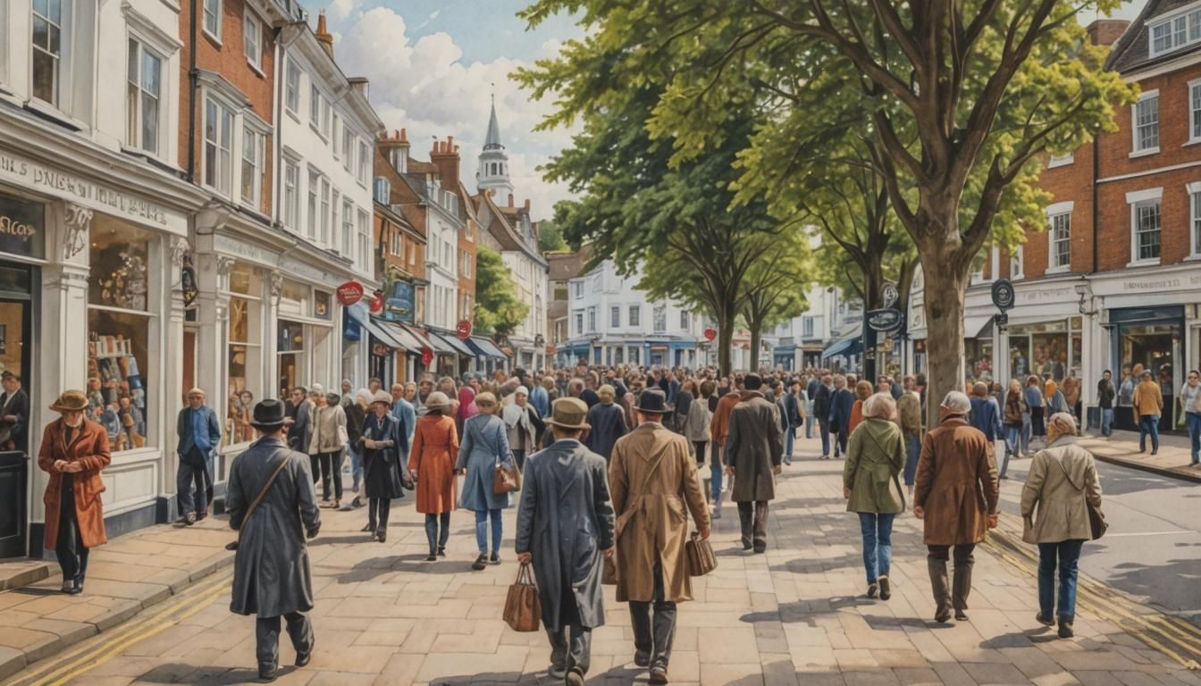 Victorian Era Street Scene in Colored Pencil