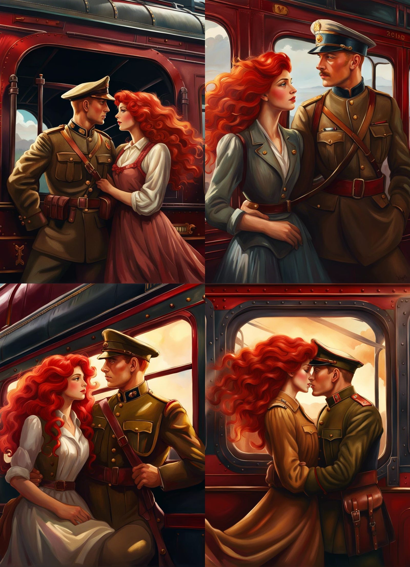 WWI Soldier's Farewell Hug: Sparkling 8K Illustration