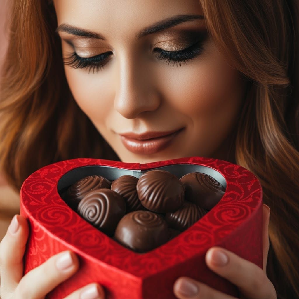 Woman's Dreamy Valentine's Day Moment in Whimsical Artistic ...