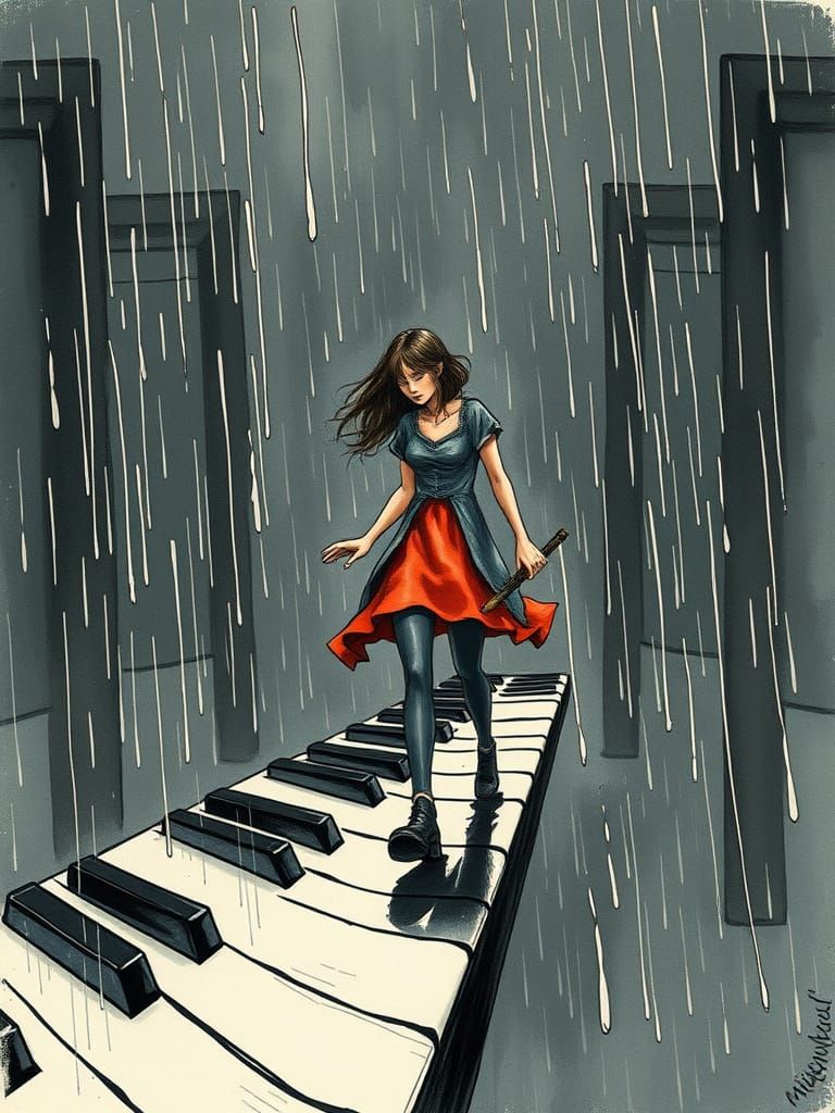 Moody Jazz Tour Poster in Watercolor and Ink