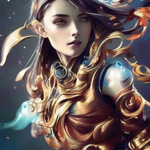 Magic Wind Sorcerer Portrait in Hyperdetailed Style