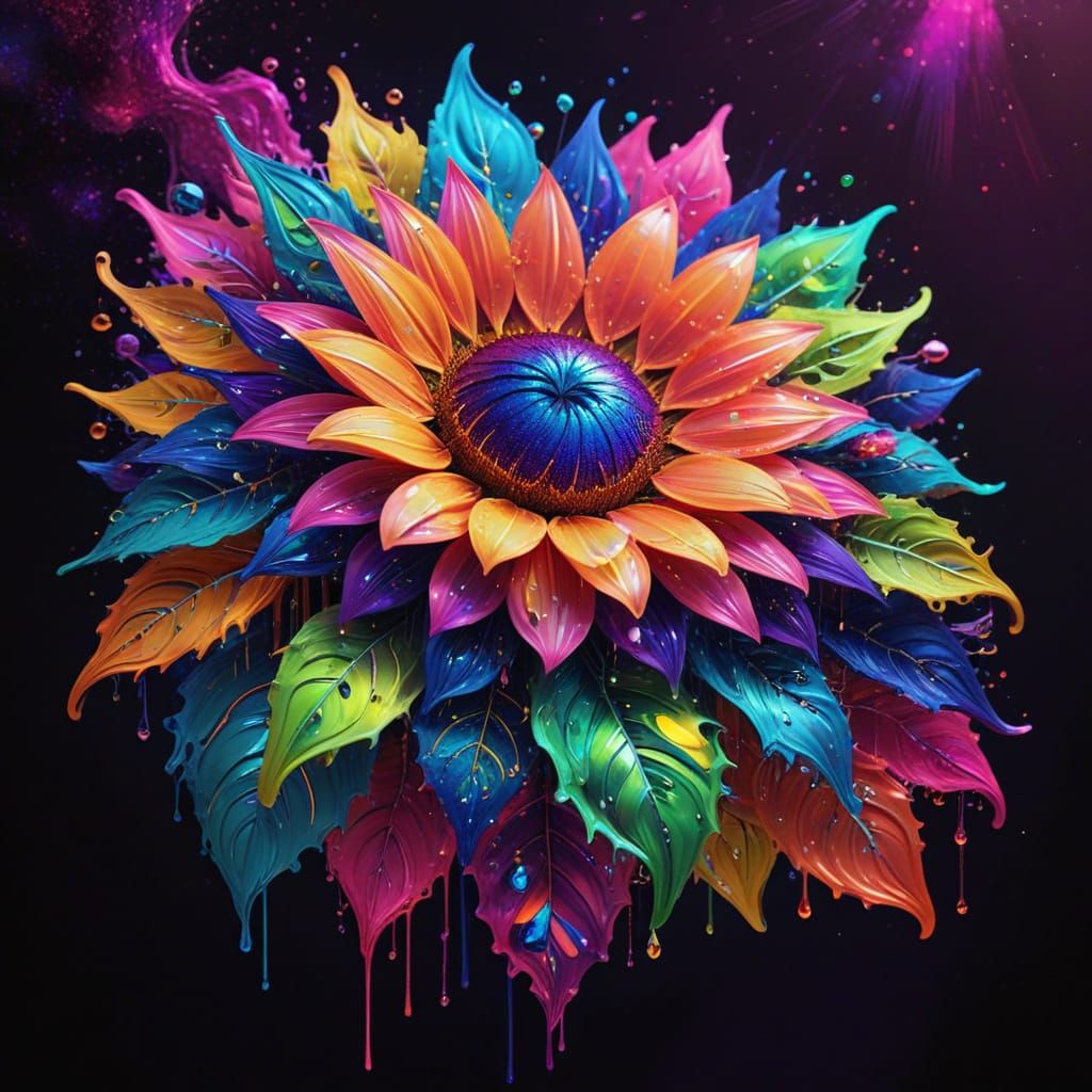 Psychedelic Cosmic Flower in Holographic Astral Style