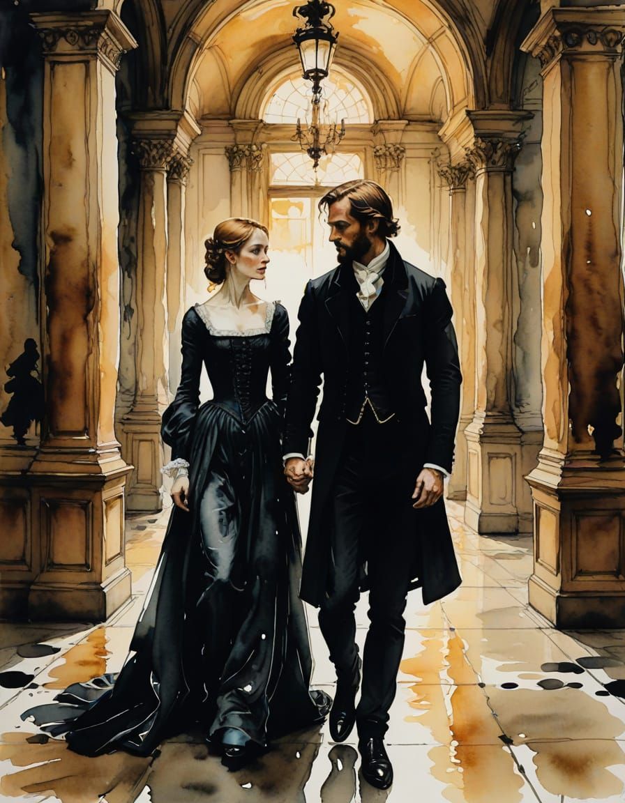 Renaissance Prince and Lady in Elegant, Dramatic Portrait