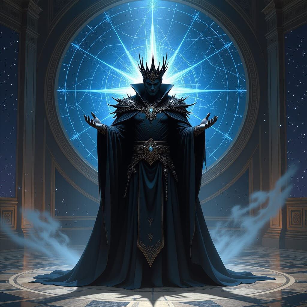 Sorcerer King Crowned with Obsidian in Celestial Map Room