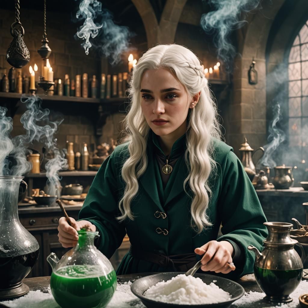 Slytherin Girl Secretly Brews Potion at Hogwarts