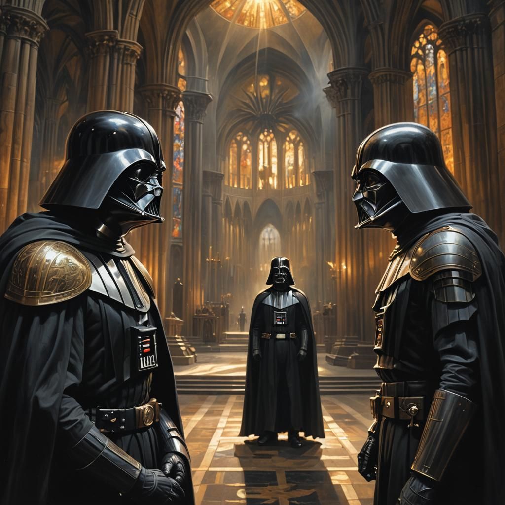 Eerie Cathedral Face-Off: Dark Fantasy Concept Art