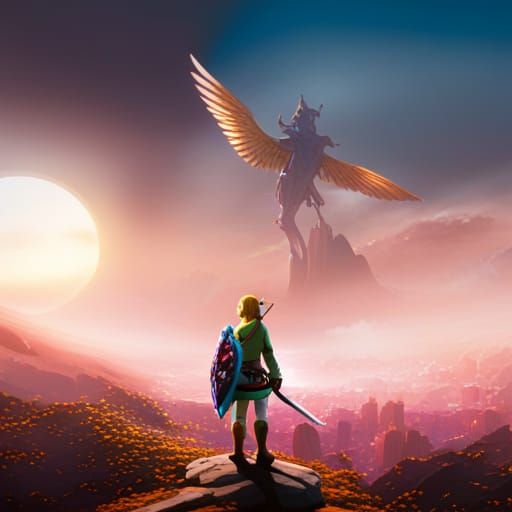 Zelda in a Beautiful Fantasy Landscape