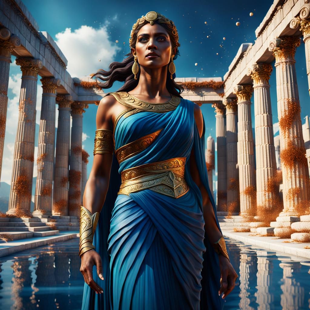 Stunning Hyperreal Greek Goddess in Detailed Matte Painting