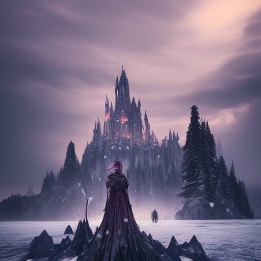 Epic Low Fantasy City on Frozen Lake