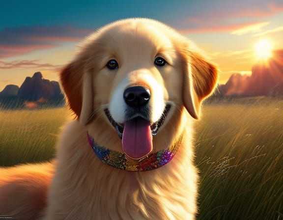 Hyperrealistic 3D Portrait of a Golden Retriever