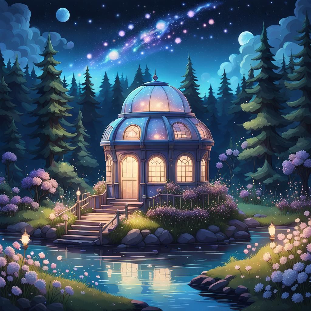 Starlight Observatory in Whimsical Ghibli Style