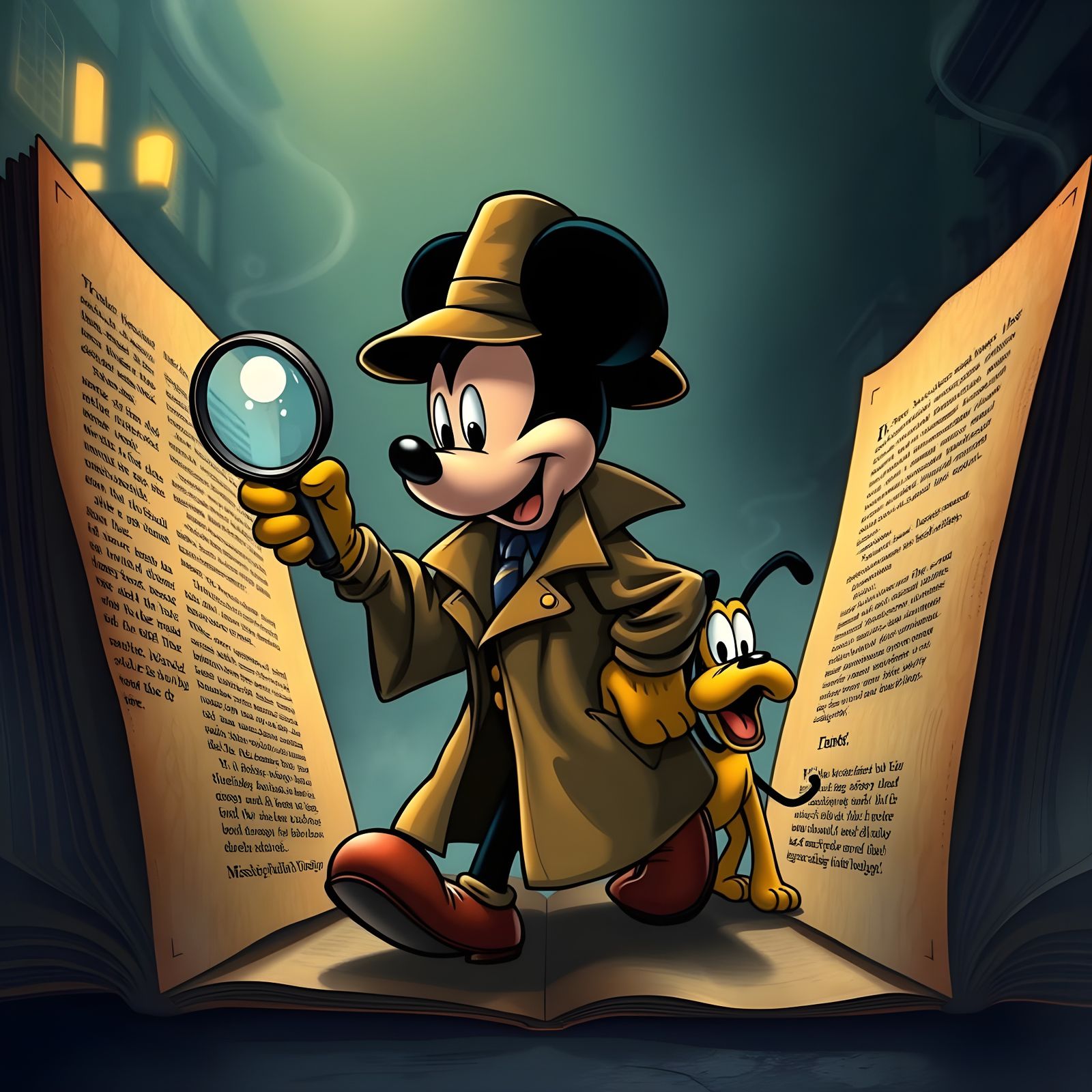 Mickey Mouse Investigates in Film Noir Style