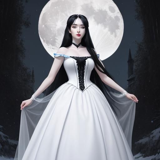 Hyperreal Moon Goddess Luna in Modern Dress