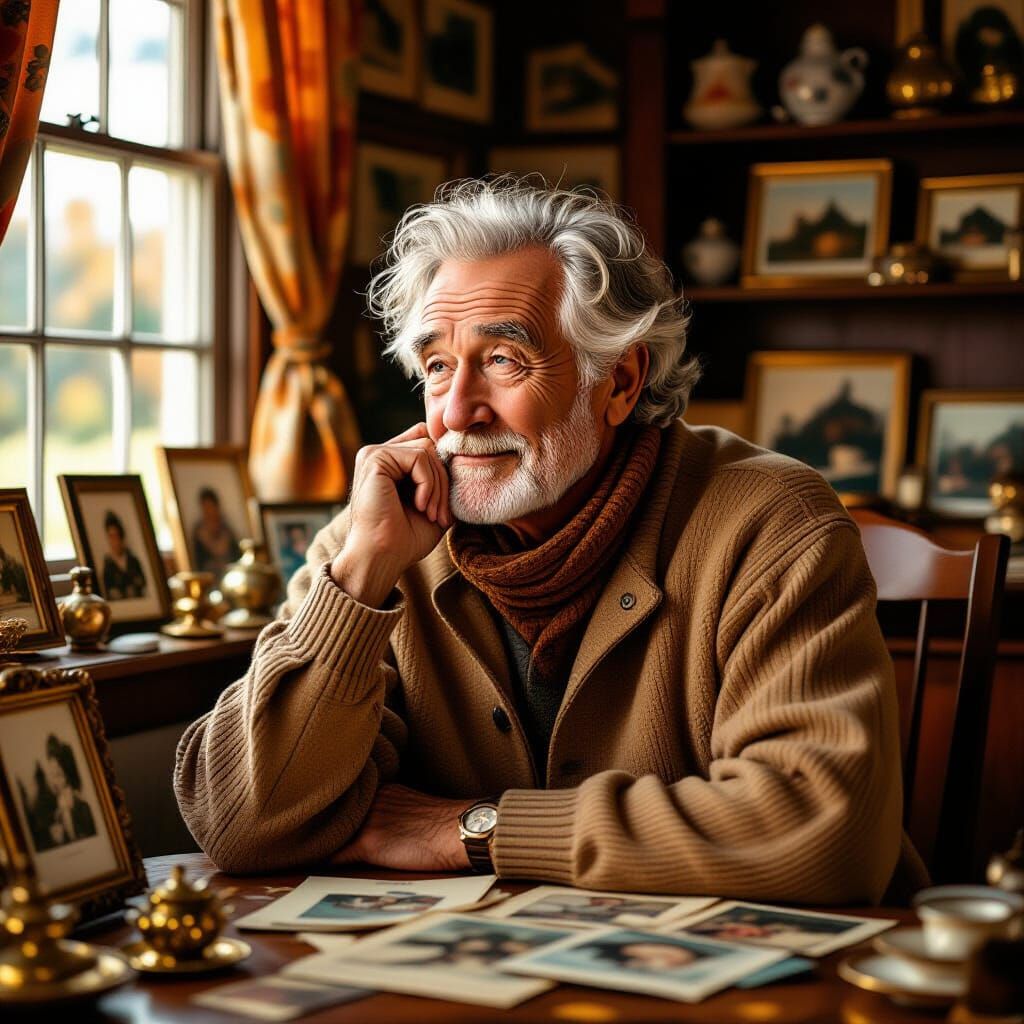 Nostalgic Portrait of Elderly Man in Rockwell Style