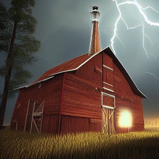 Lightning Strikes Barn Lightning Rod in Cryengine