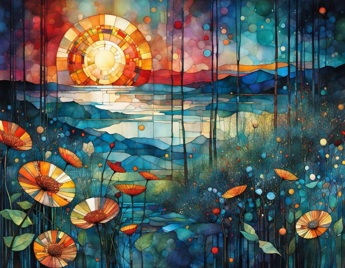 Detailed Stained Glass Art Brut Illustration