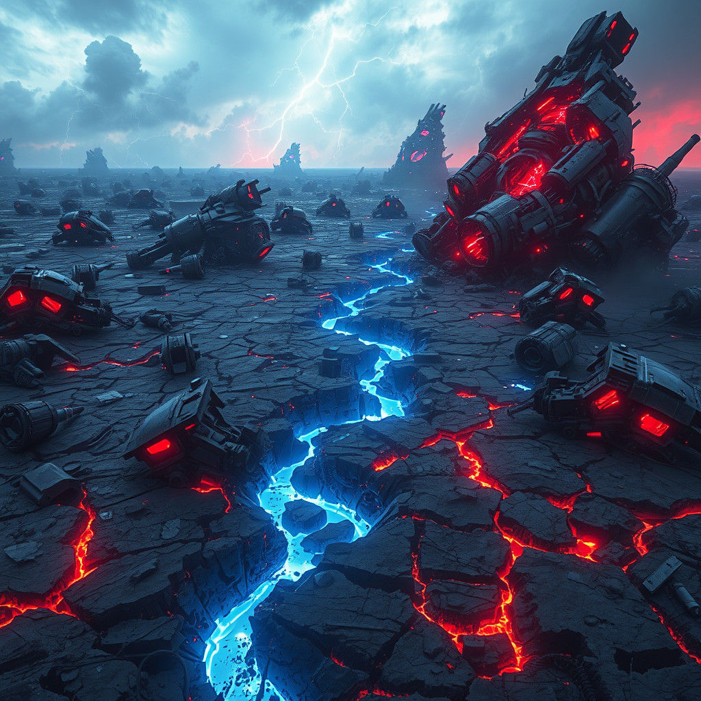 Cyberpunk Wasteland of Shattered Machines