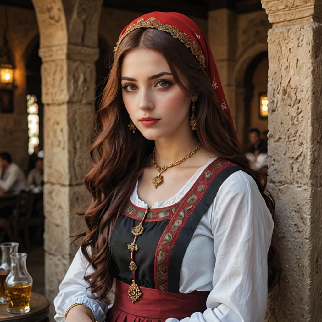 Beautiful Turkish Girl Portrait in Autumn Night