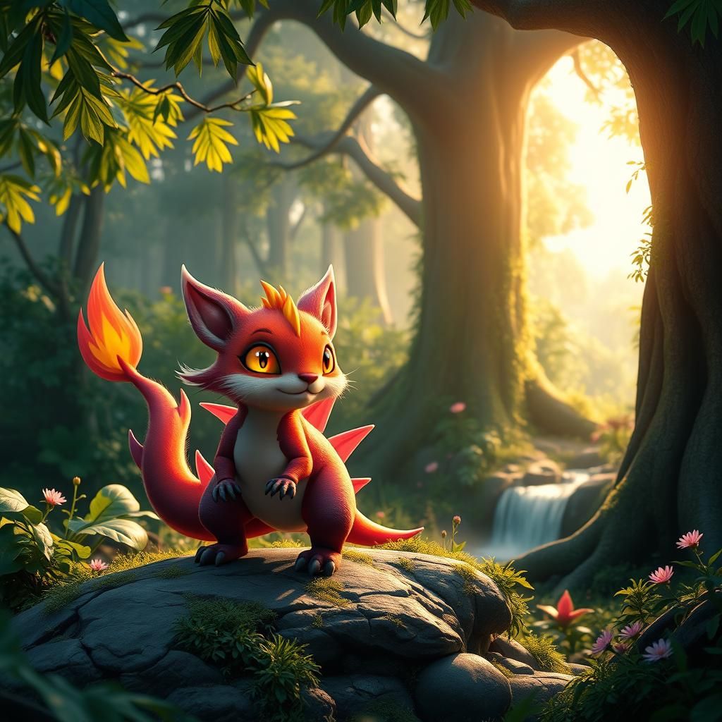 Fantasy Dino-Chipmunk with Vibrant Fuchsia and Purple Fur