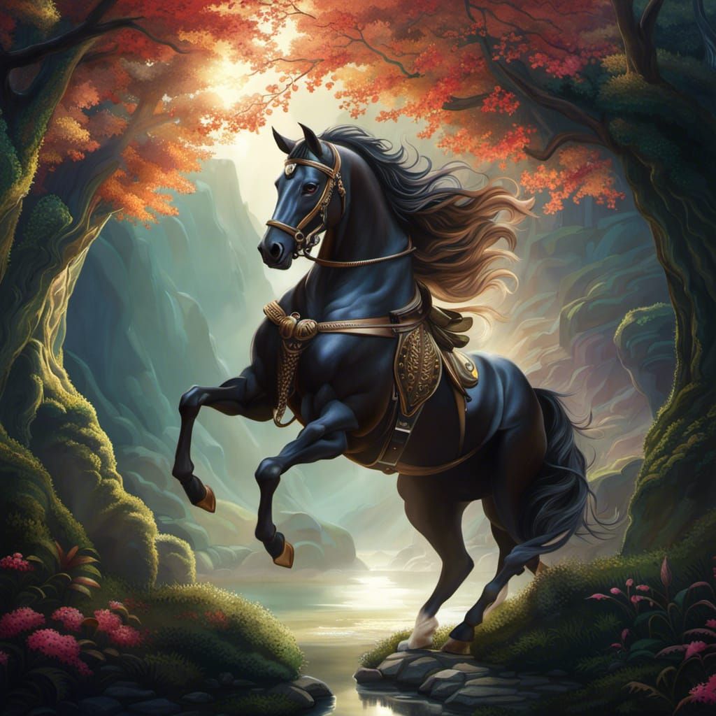 Detailed Centaur in Moonlit Forest: Digital Art