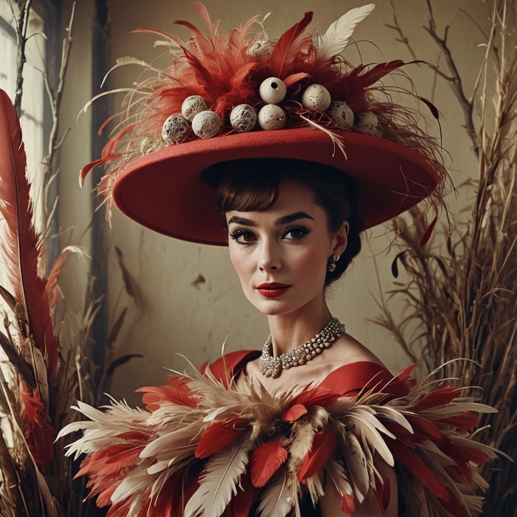 Audrey Hepburn Inspired Portrait with Feathered Hat