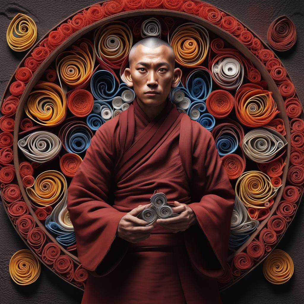 Enameled Tibetan Monk with Realistic Eyes