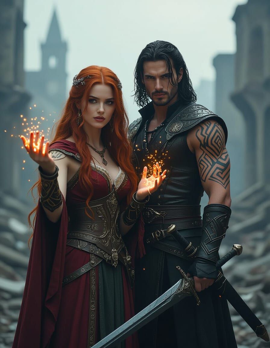 Magical Heroes Defend Ruined City