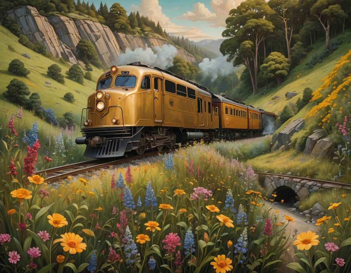 Surreal Disney Train Portrait in Hyper-Realistic Oil