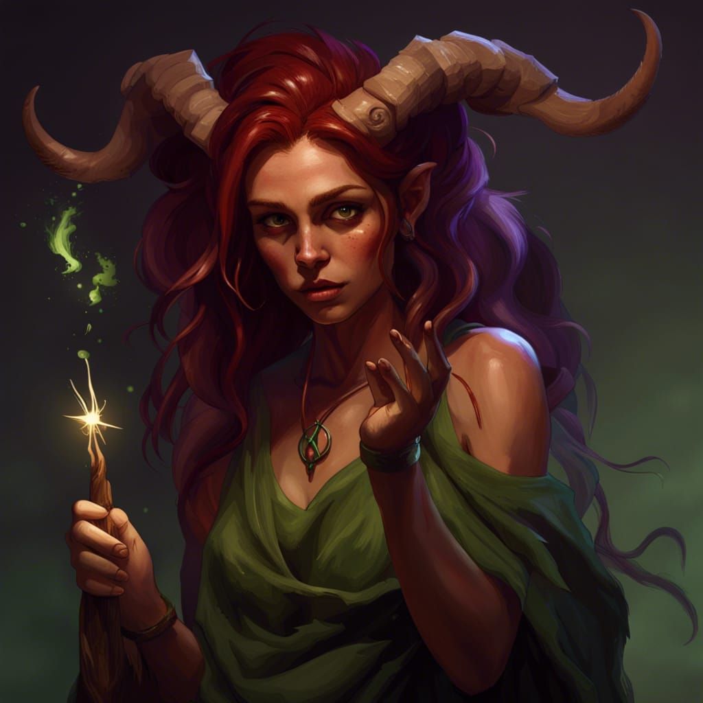Satyr Girl Casting Spell: Dark Fantasy Concept Art