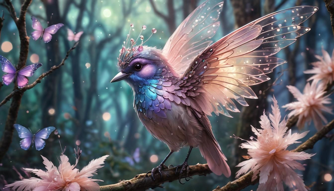 Jewel-Beaked Fairy Bird in Astral Forest