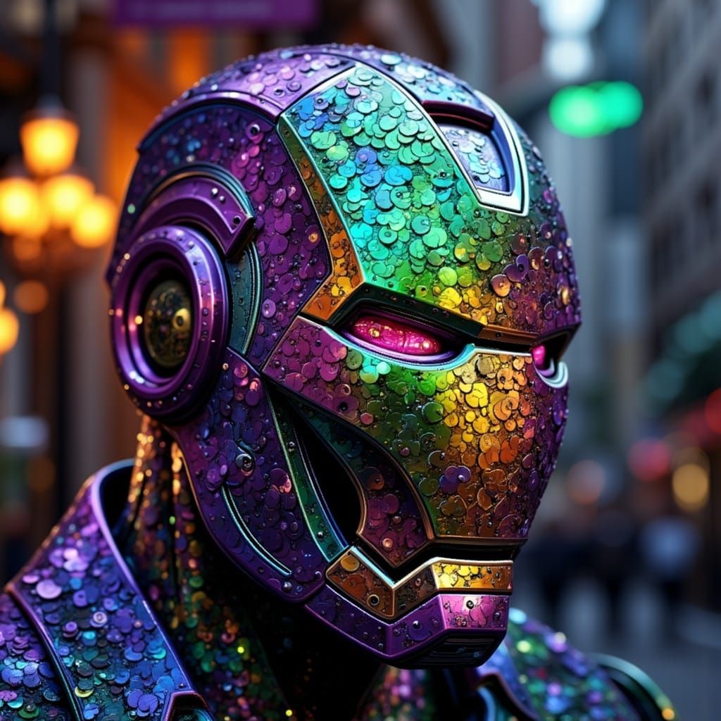 Mardi Gras Mask in Art Nouveau and Cyberpunk Style