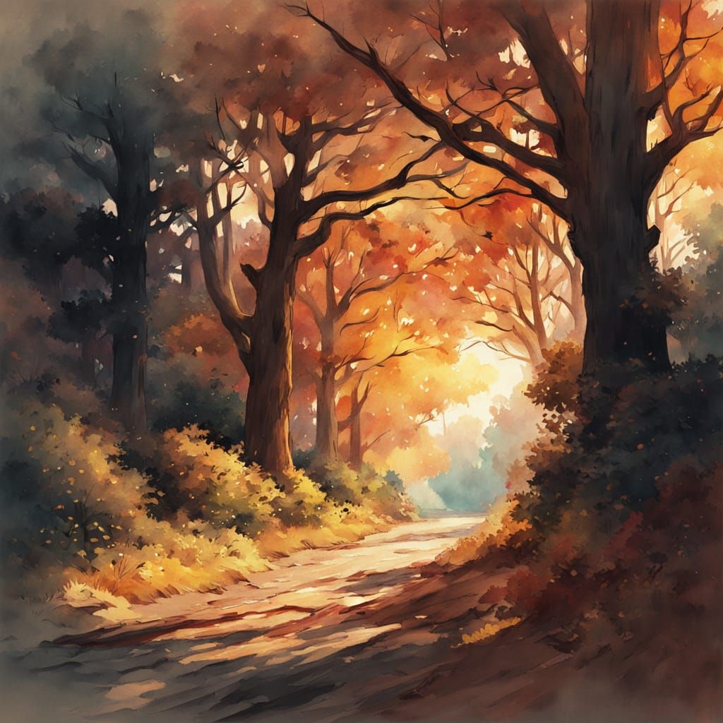 Autumn Garden Masterpiece in the Style of Gericault and Dela...