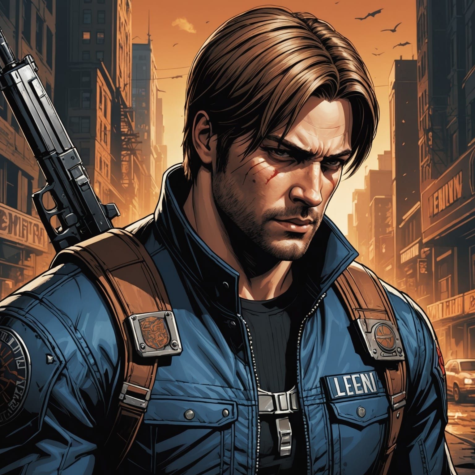 Leon S Kennedy in Comic Book Art Style