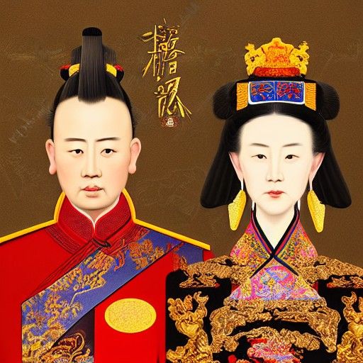 Chinese Royalty Portraits in Psychedelic Surrealism