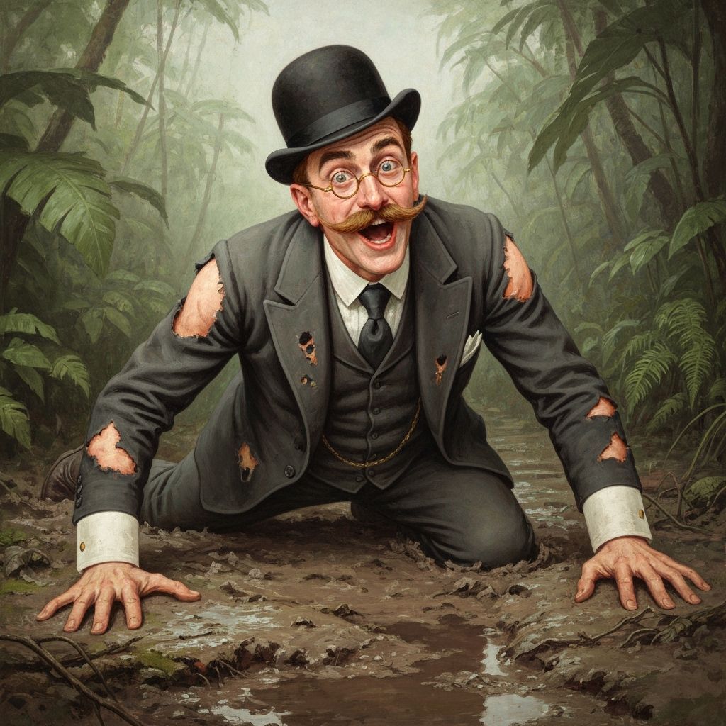 Edwardian Gentleman's Jungle Adventure: A Sepia-Toned Master...