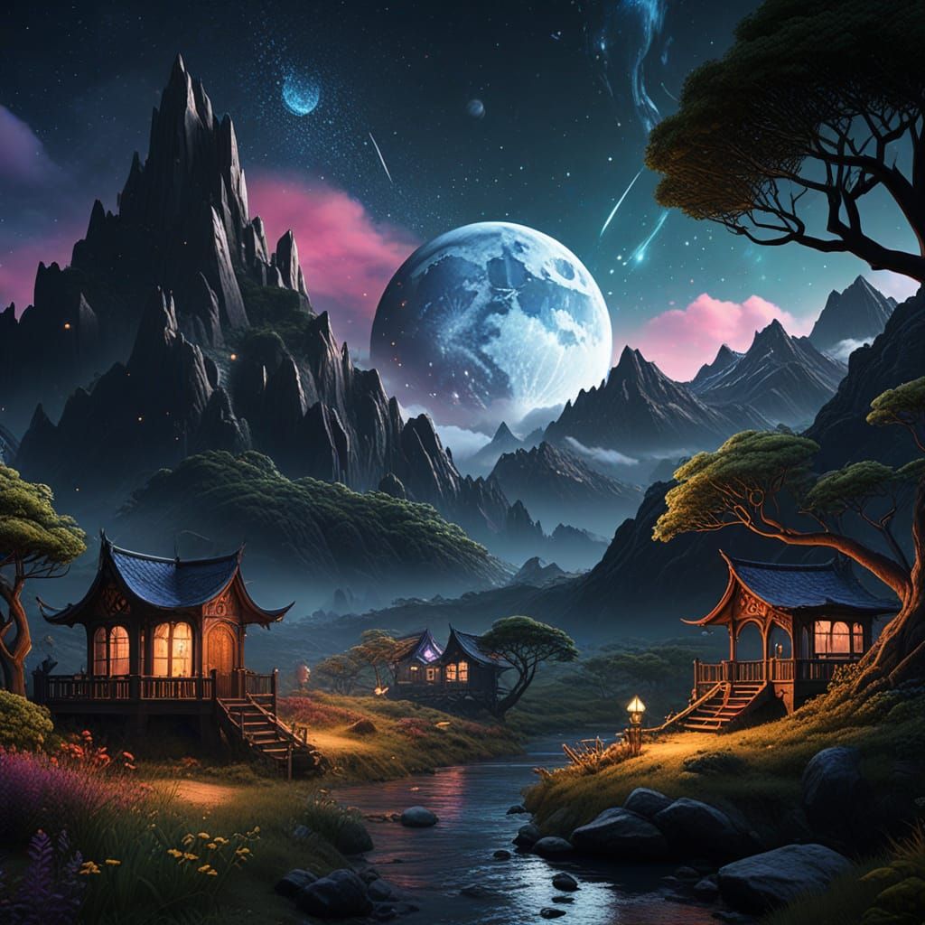 Detailed Matte Painting of Fantastical Matariki