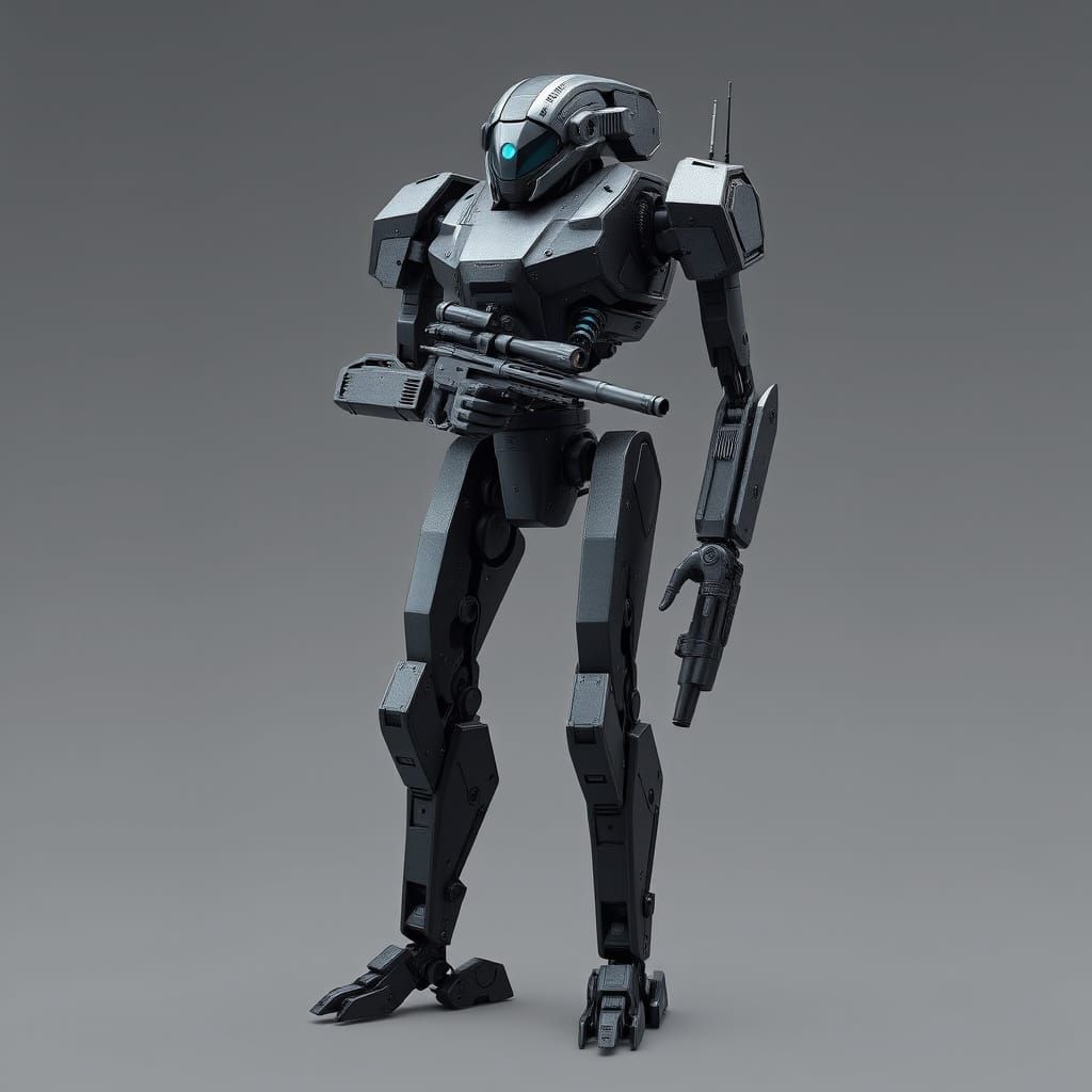 Futuristic Assassin Droid in Industrial Aesthetic