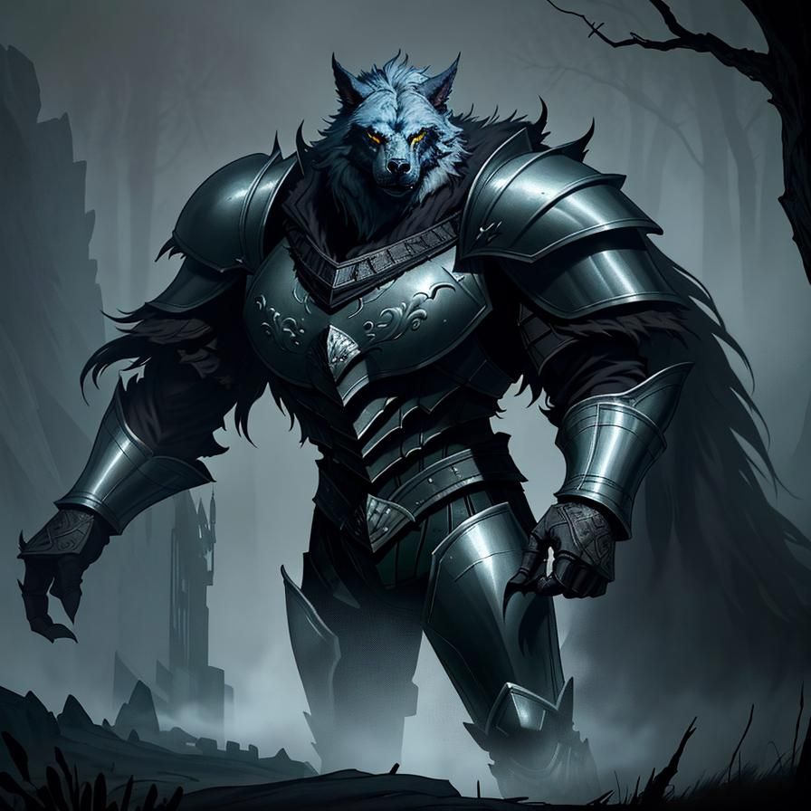 Towering Werewolf in Moonlit Wilderness: Dark Fantasy Illust...