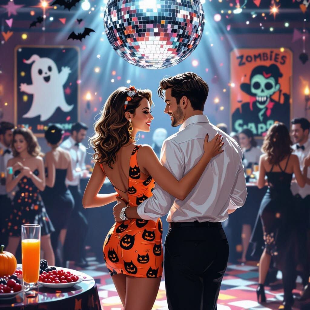 Couple at Haunted New Year's Eve Dance