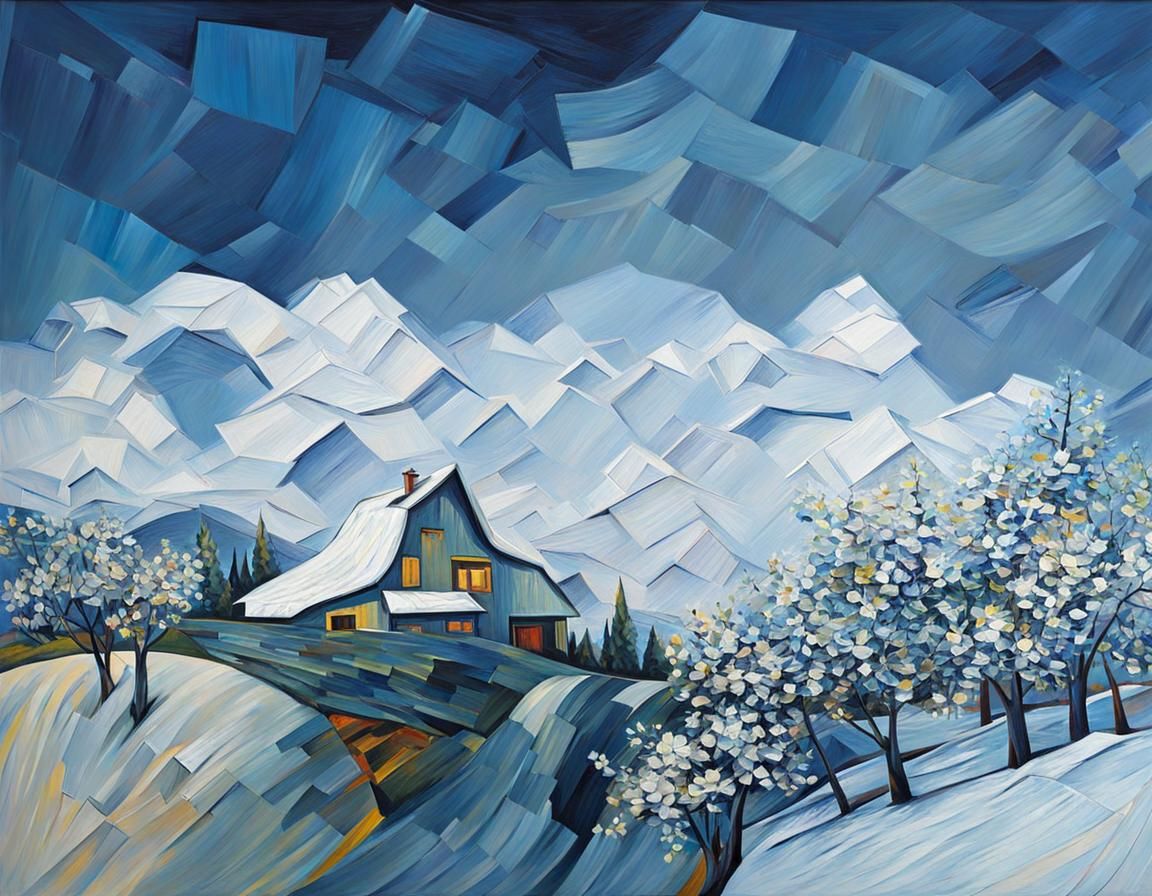 Cubist Abstract Painting in Van Gogh Style