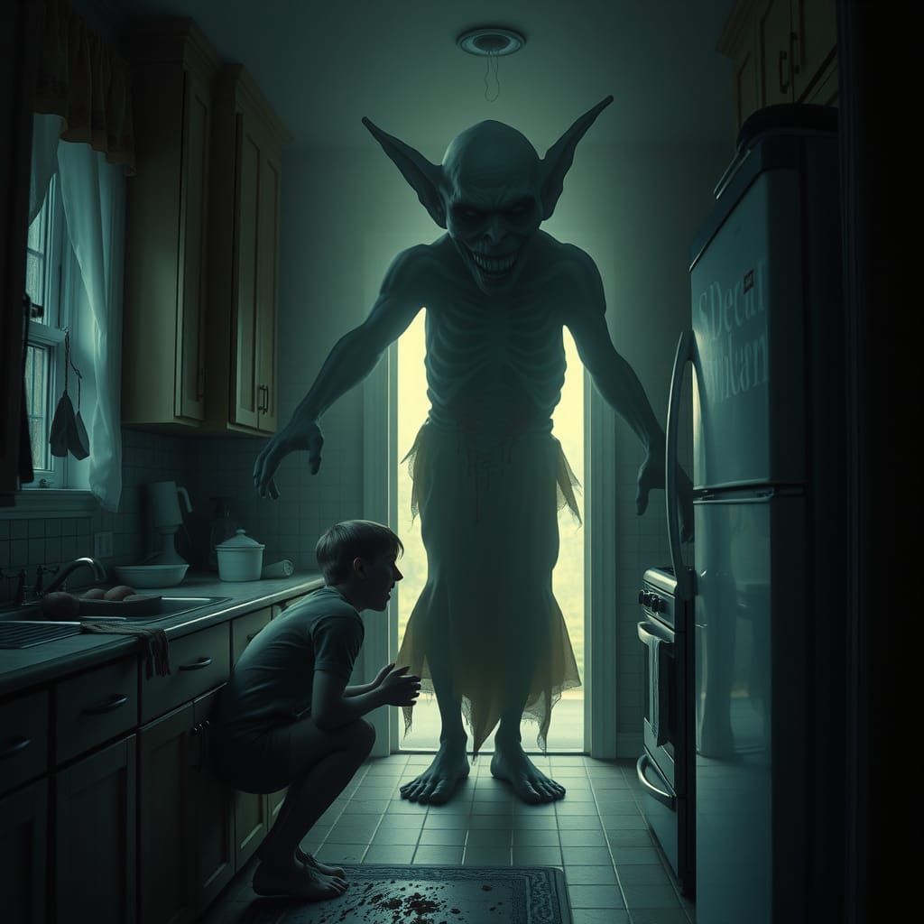 Terrifying Ghostly Apparition in Dark Surreal Nightmare