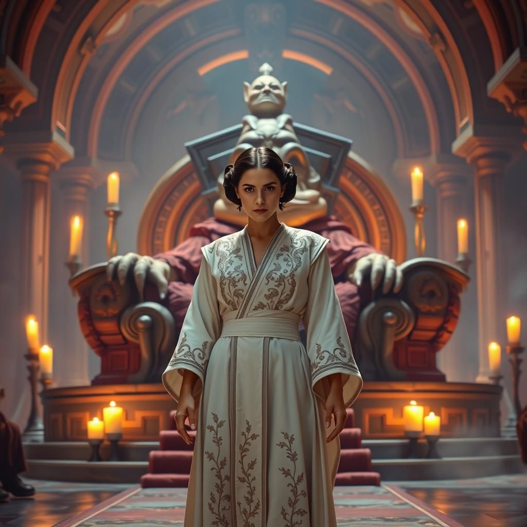 Princess Leia Confronts Jabba: Cinematic Exotic Palace