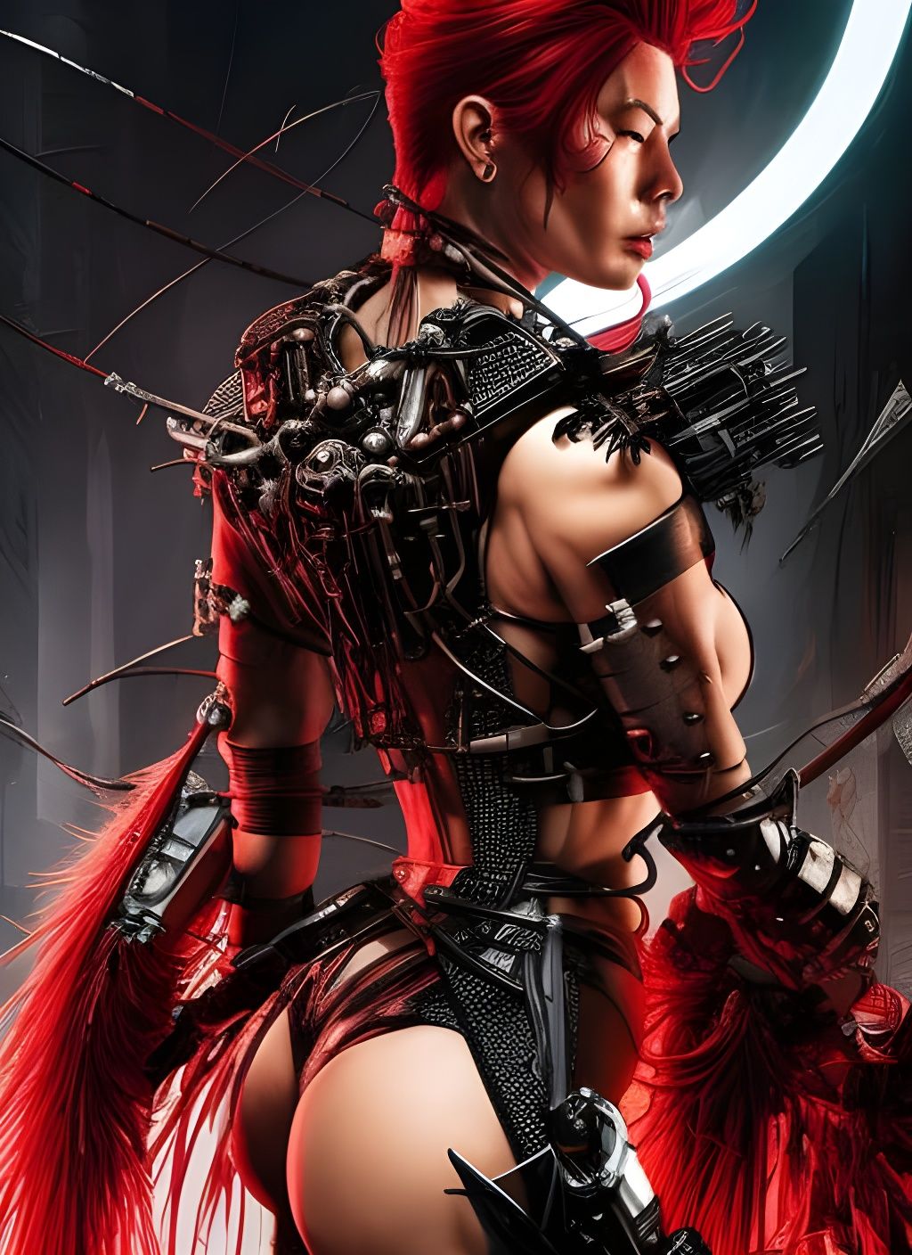 Muscular Cyberpunk Villain in Dark Fantasy Style