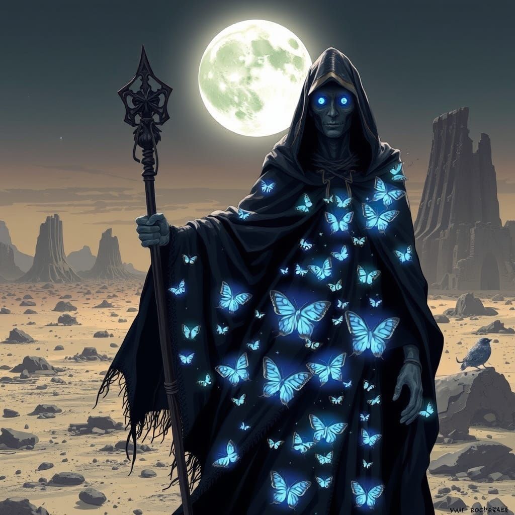 Apocalyptic Moth Prophet in Nuclear Wasteland