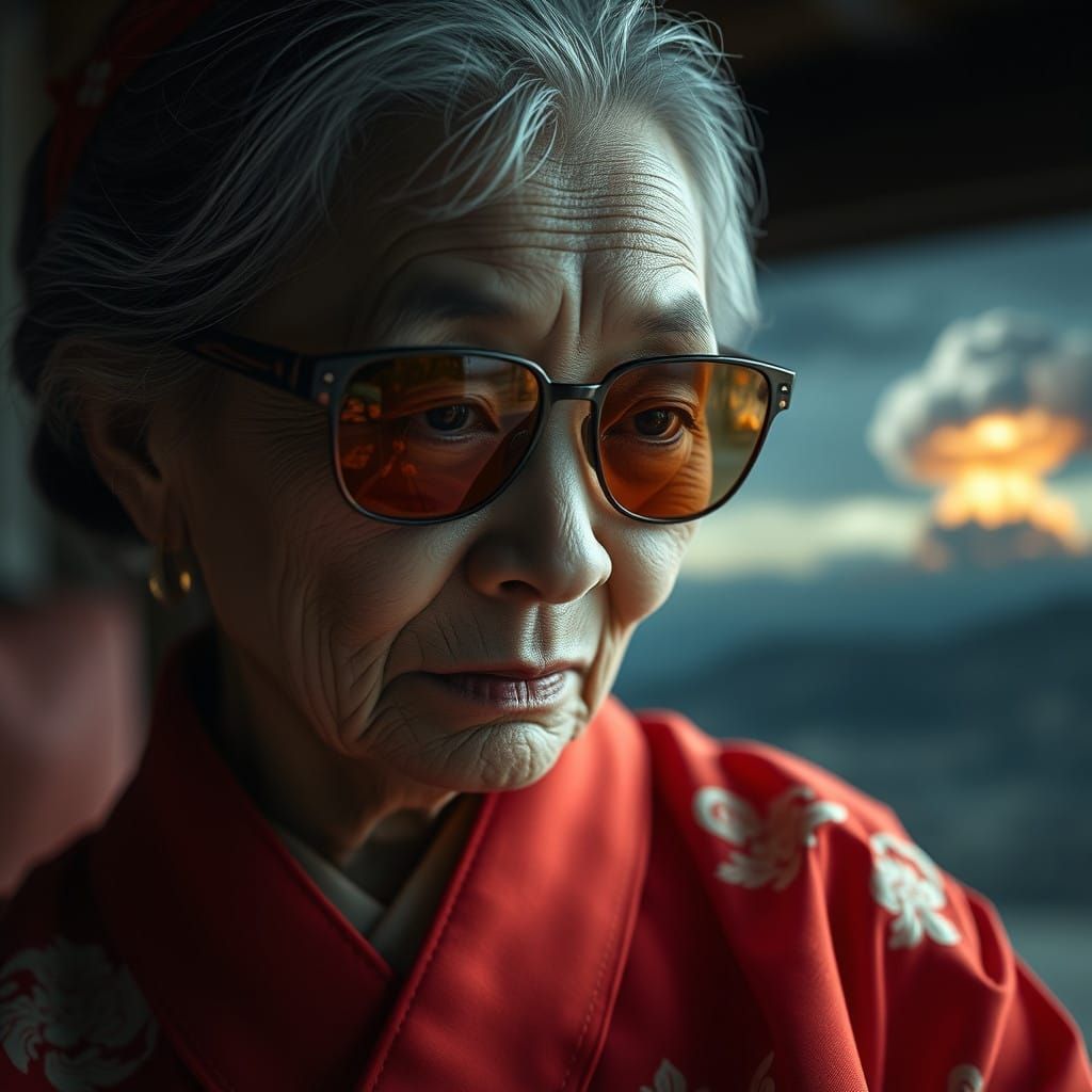 Maturing Japanese Woman with Wise and Worn Face