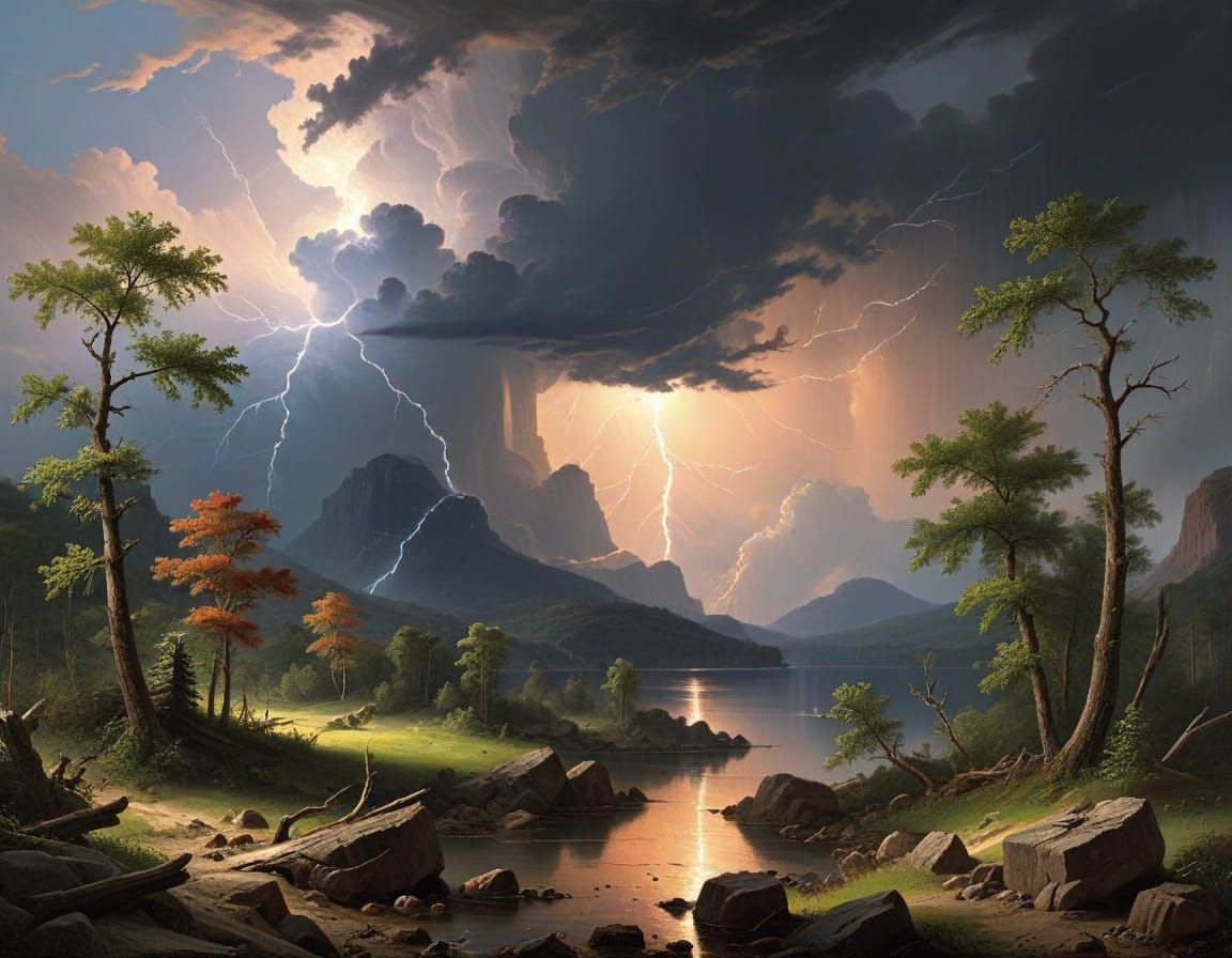 Luminous Hudson River School Stormscape